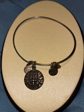 Alex and Ani Antique Silver Sunburst Goddess Charm Bangle Bracelet